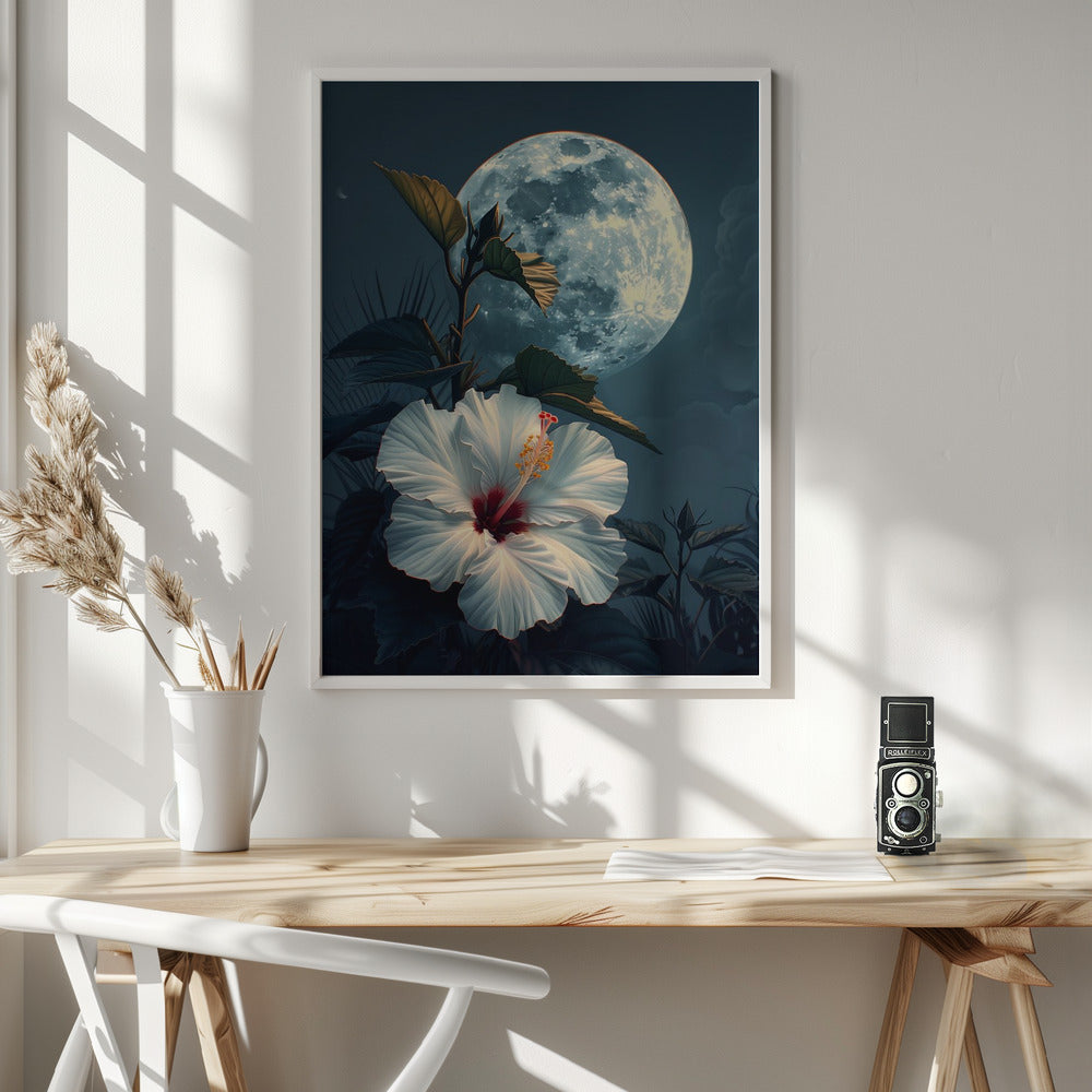 Hibiscus and the Moon Poster