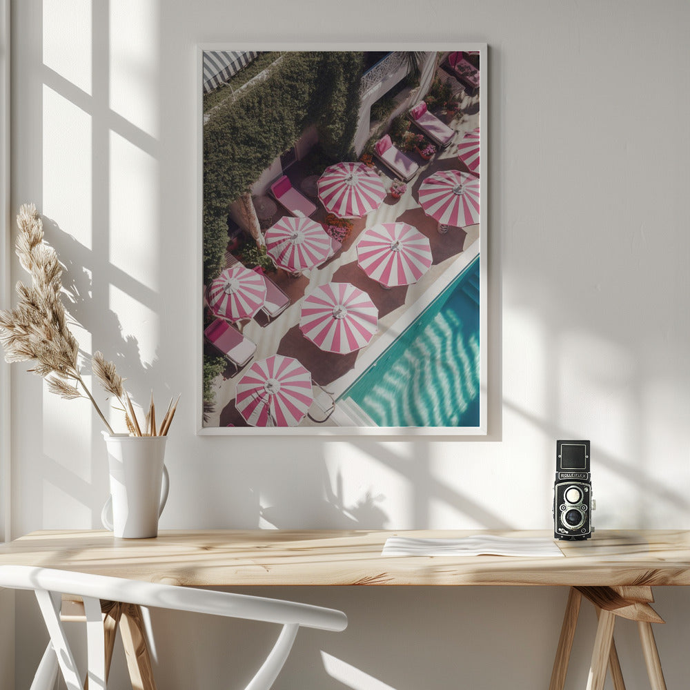 Glam Pool Pink Umbrella Poster