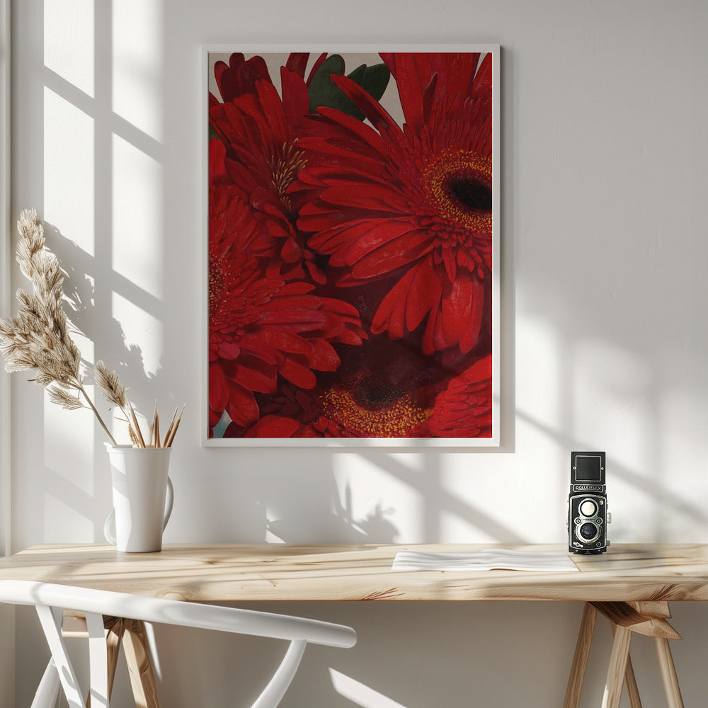 Red Gerbera Daisy Detail Poster