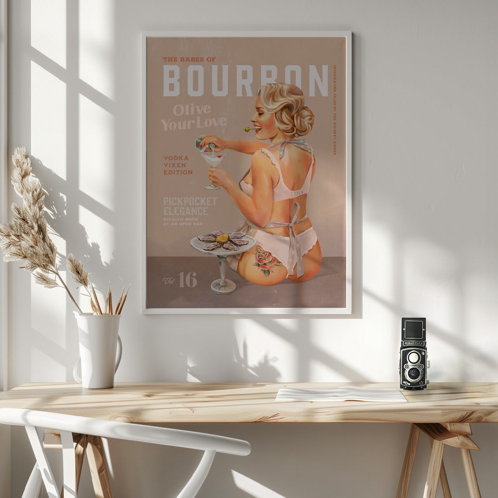 Bourbon Babe Vol 16 Vintage Vodka Martini Pin Up Girl Poster