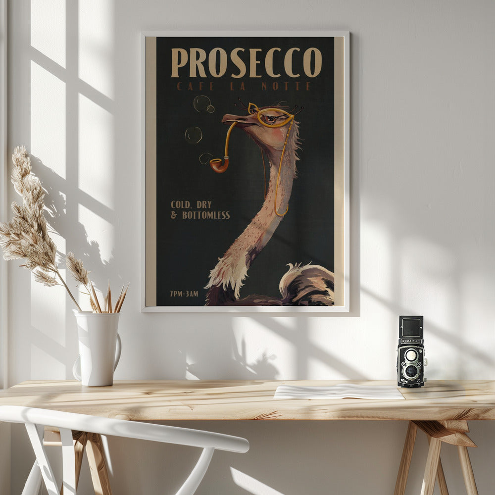 Art Deco Prosecco Wall Art Of An Ostrich Poster