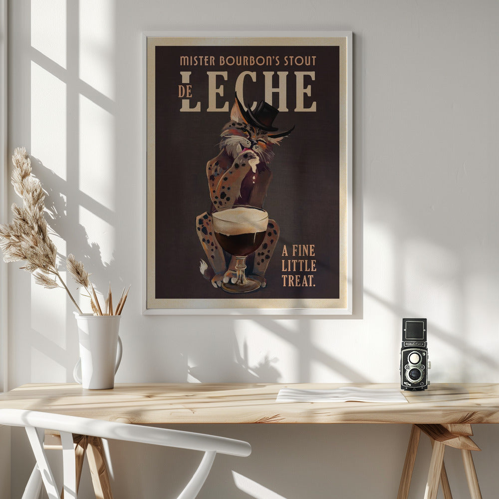 Bourbon De Leche Guinness Style Cat Art Poster