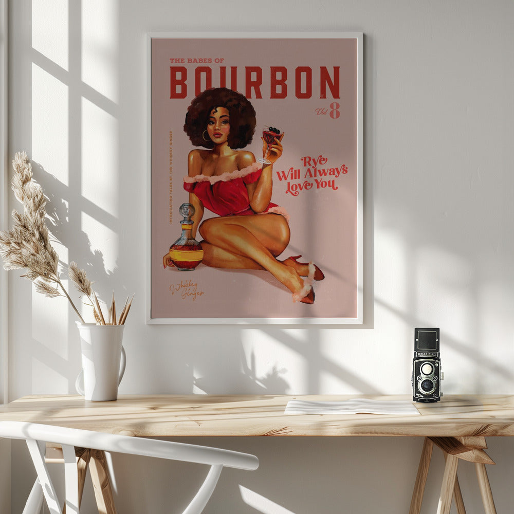 Babes of Bourbon Vol 8 Vintage Pinup Girl With Afro Poster