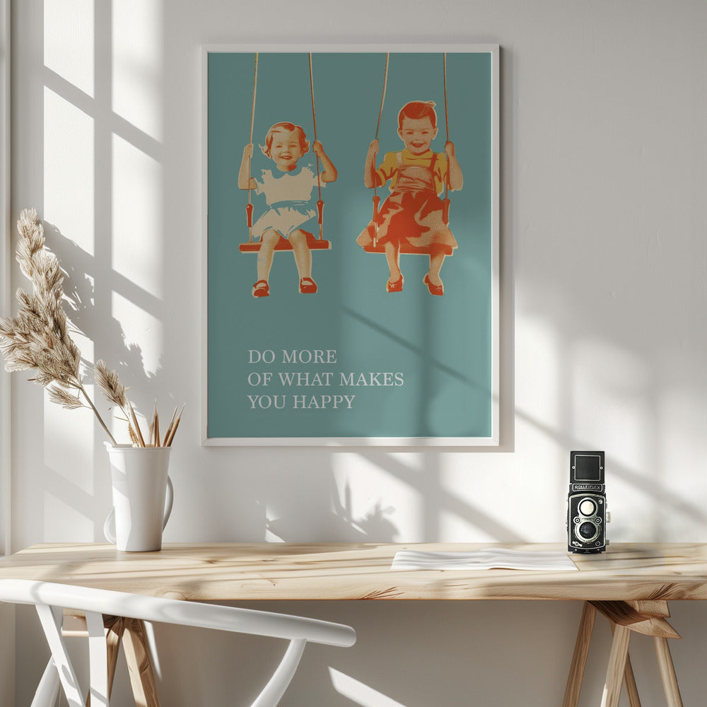 Two Little Girls On Swings Poster