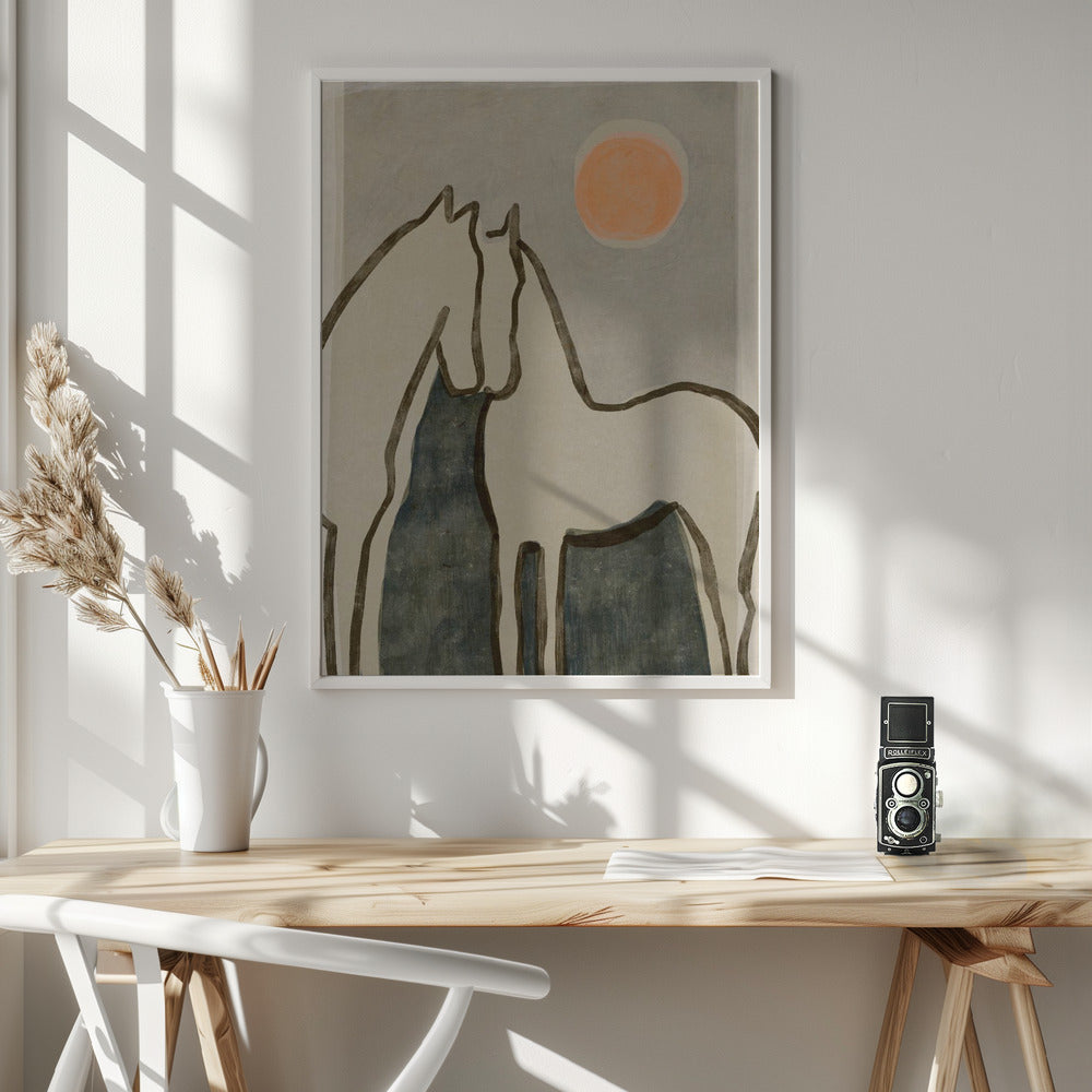 Horses at sunset Poster