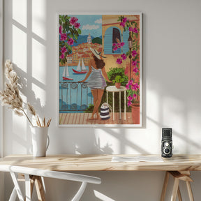 Travel poster woman in Saint-Tropez, France Poster