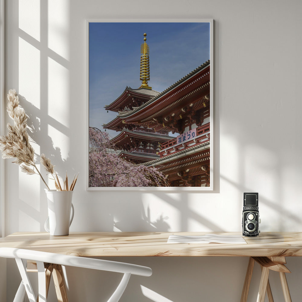 Charming Pagoda and Hozomon Gate of the Senso-ji temple in Tokyo Poster