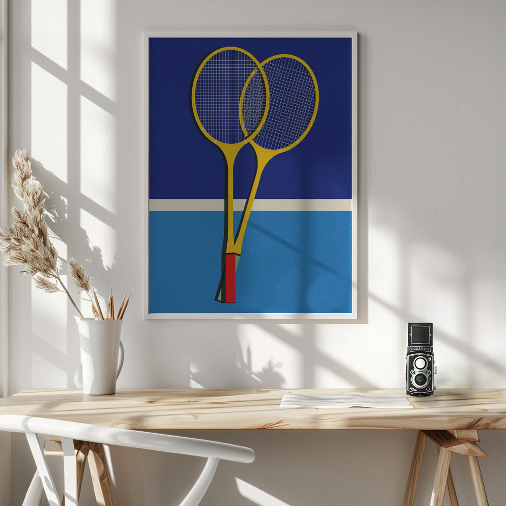 Wooden Badminton Rackets Poster