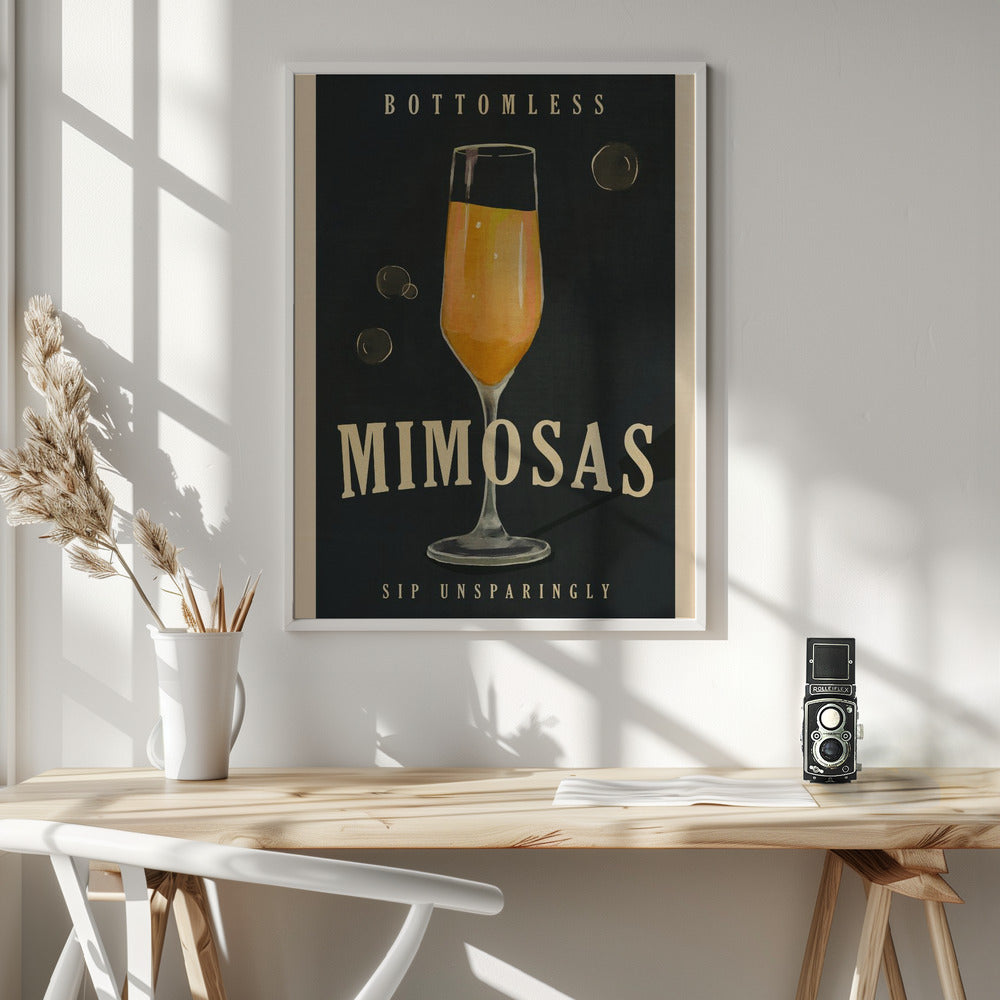 Bottomless Mimosas Art Deco Cocktail Bar Art Poster