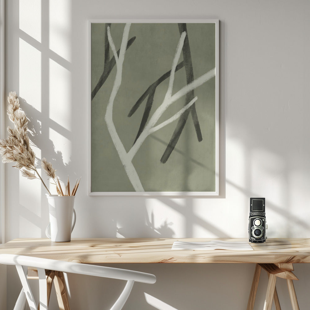 Twigs On Sage Green 1 Poster