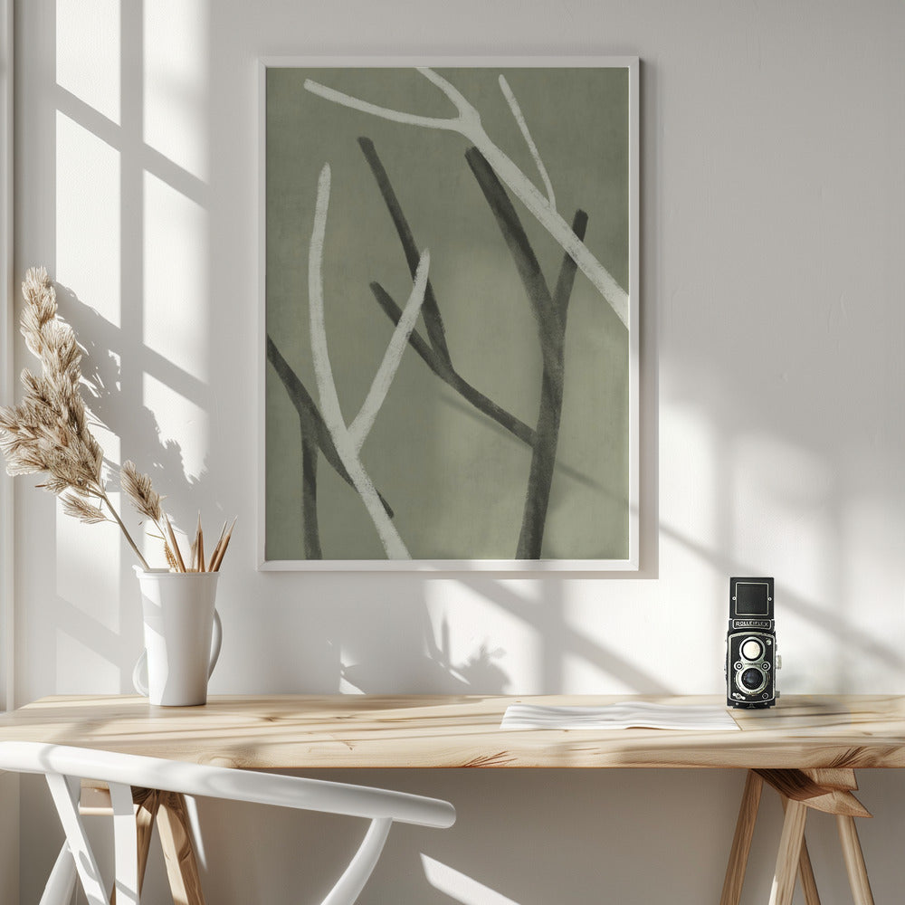 Twigs On Sage Green 2 Poster