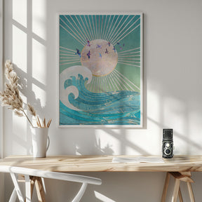 Sunset Golden Ocean Turquoise Poster