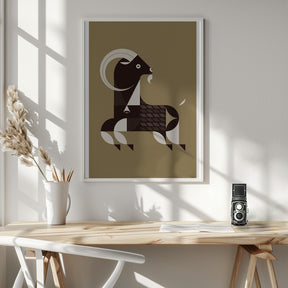 Golden Animals - Kri Kri Goat (Gold) Poster