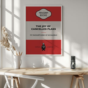 The Joy of Cancelled Plans - Funny Vintage Book Cover - Sarcastic Self Help - Red Poster