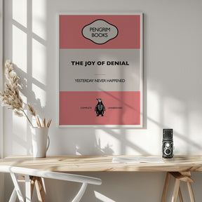 The Joy of Denial - Funny Vintage Book Cover - Sarcastic Self Help - Pink Poster