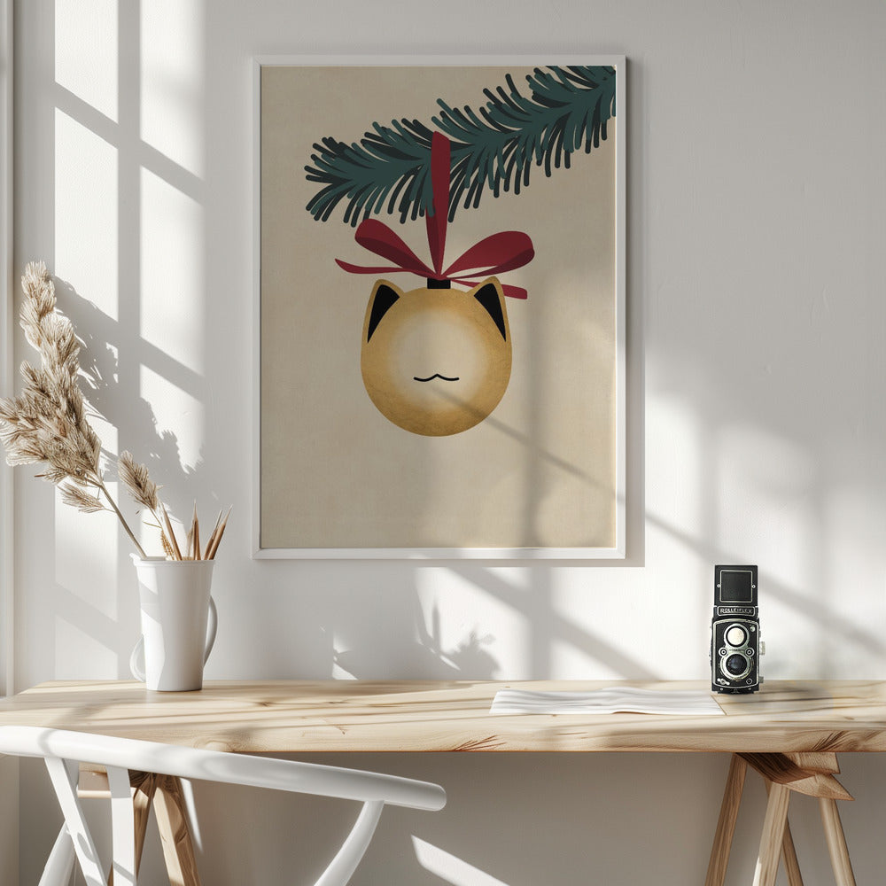 Meowry bauble godl/tan Poster