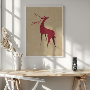 Stylized retro deer red/tan Poster