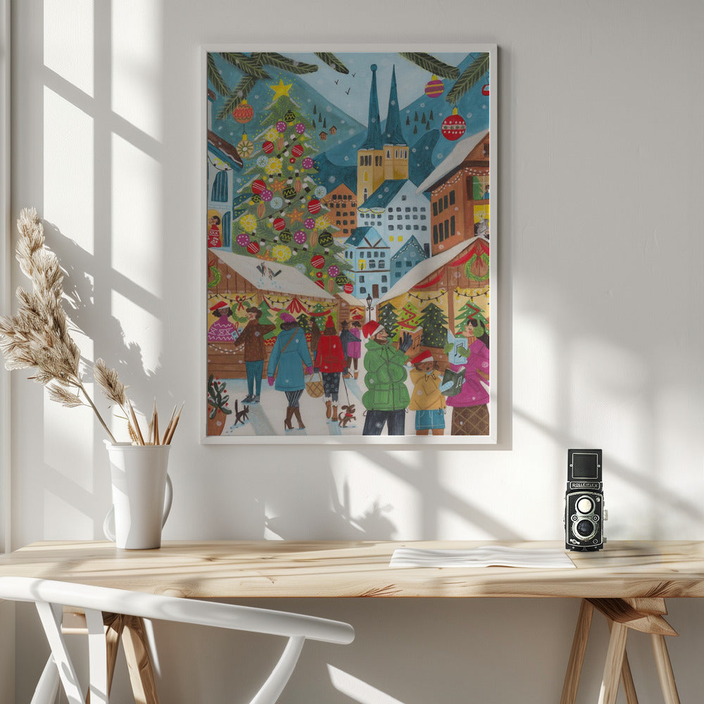 Christmas Market in the Village Poster