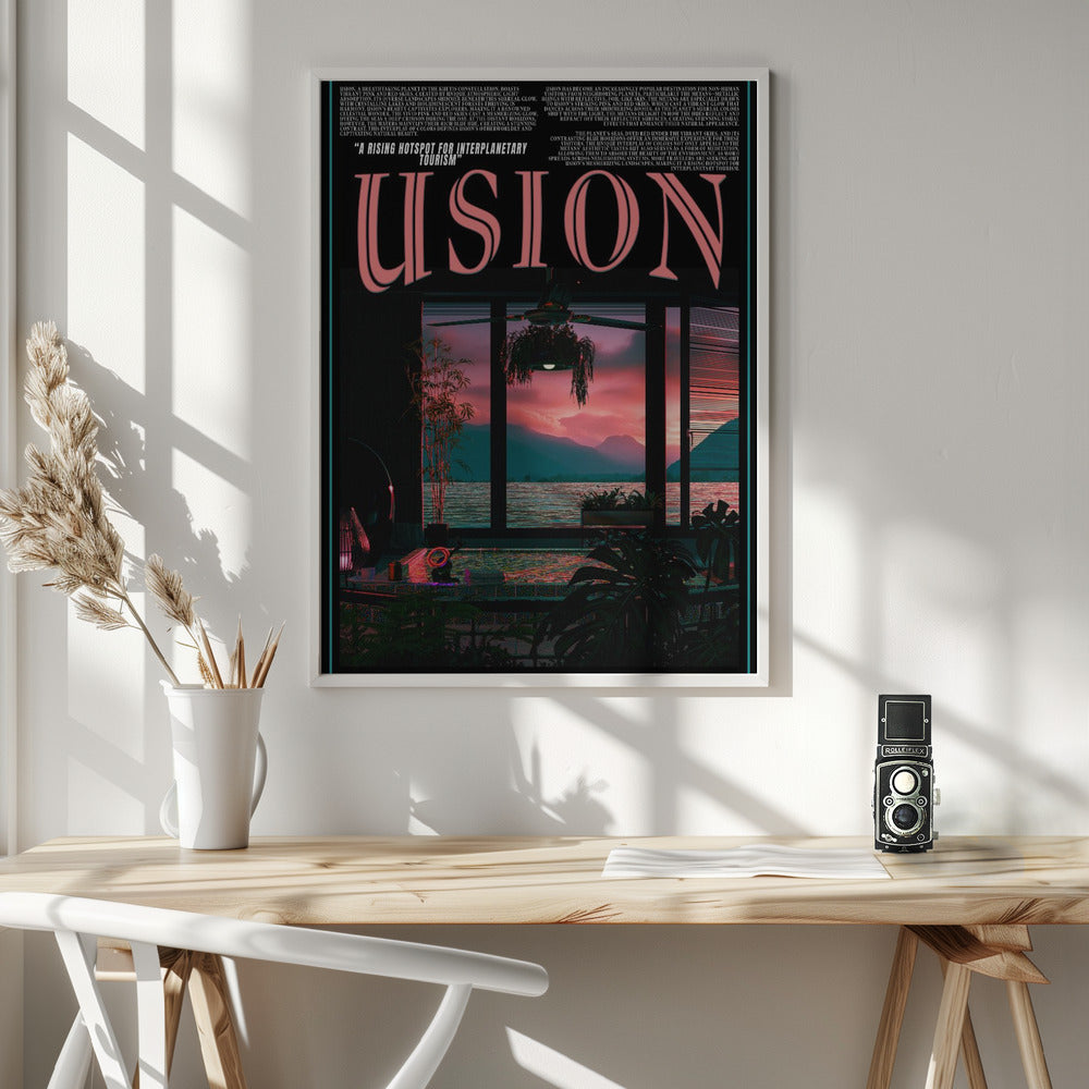 &#039;USION&#039; Fiction vaporwave travel poster Poster