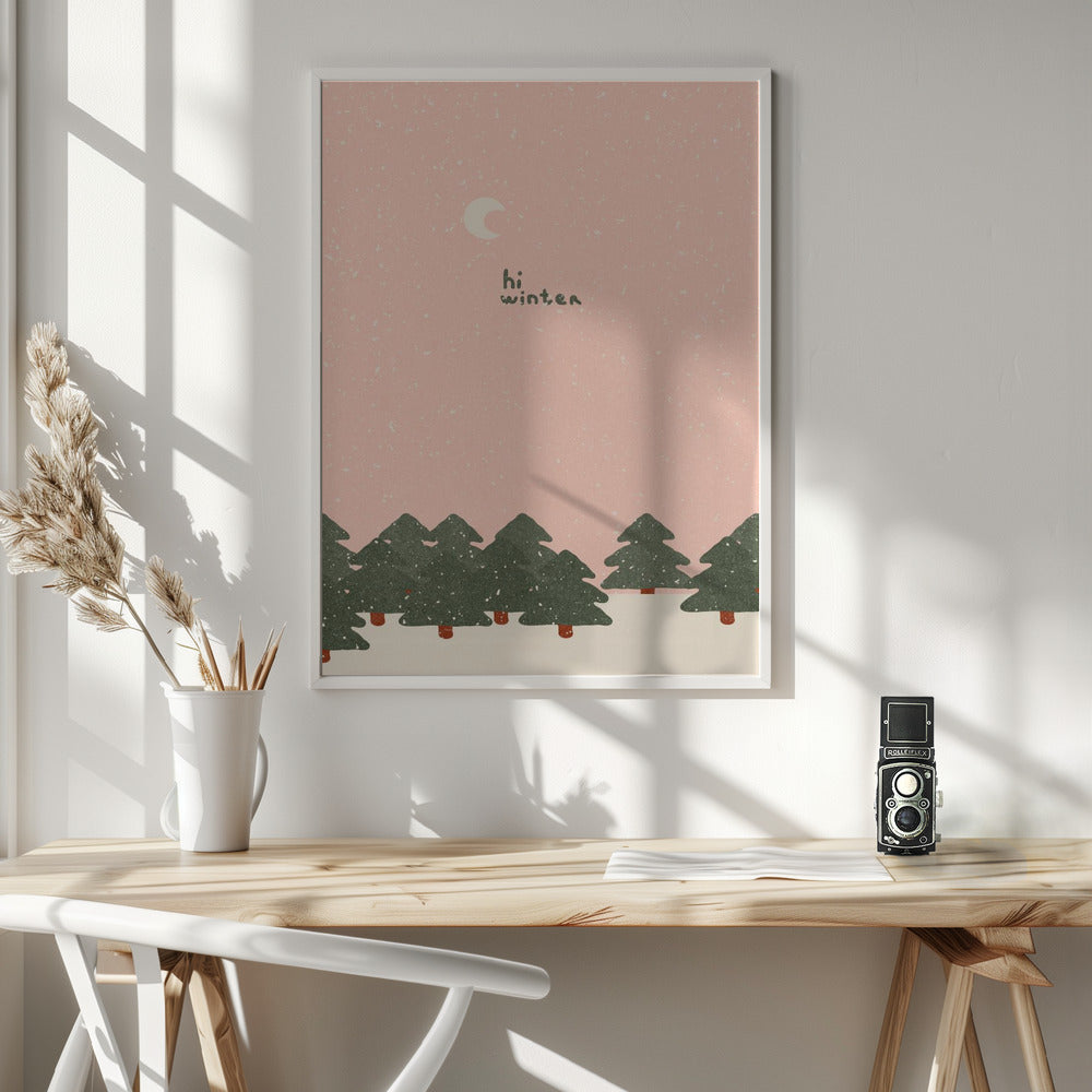 Magical snowfall in the forest. Hello winter Poster