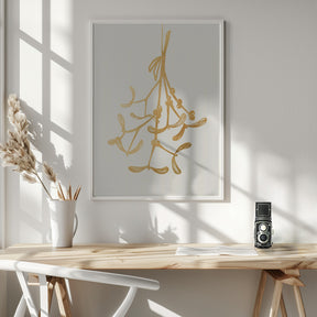 Mistletoe ink sketch (gold) Poster