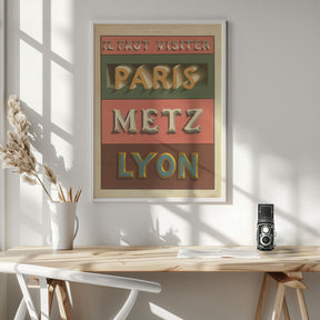 Paris Metz Lyon Poster