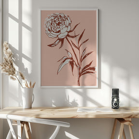 Loose peony ink sketch (pink) Poster