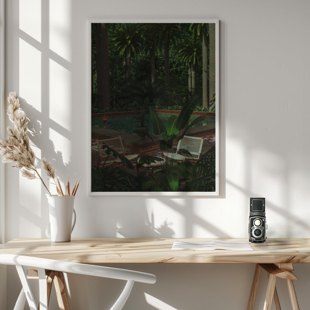 Fantasy pool private garden art print Poster