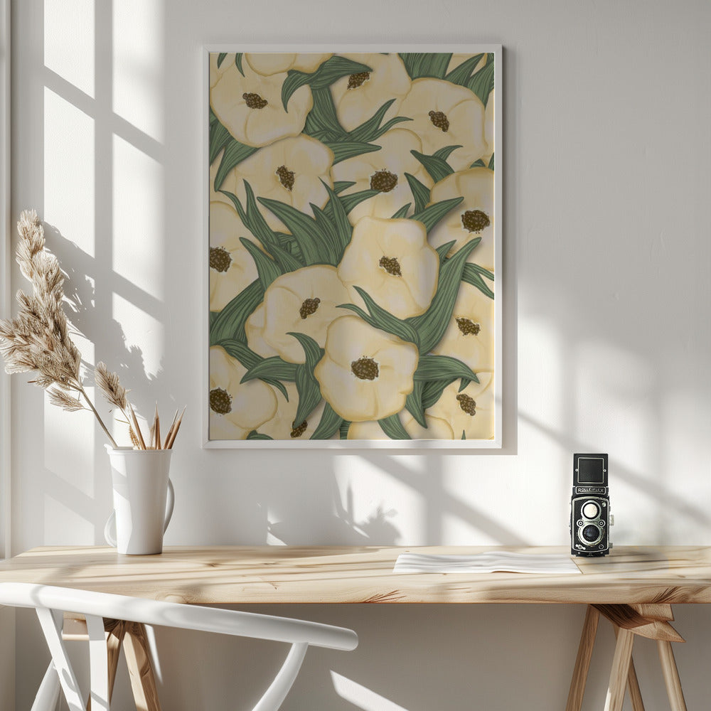 Yellow poppies Poster