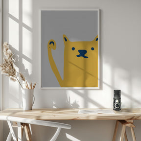 Cute Cat Yellow Poster