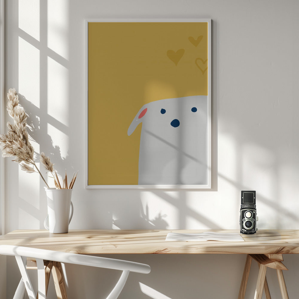 Cute Dog Yellow Poster