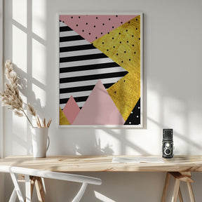 Gold Abstract Pink - Modern Geometric Poster