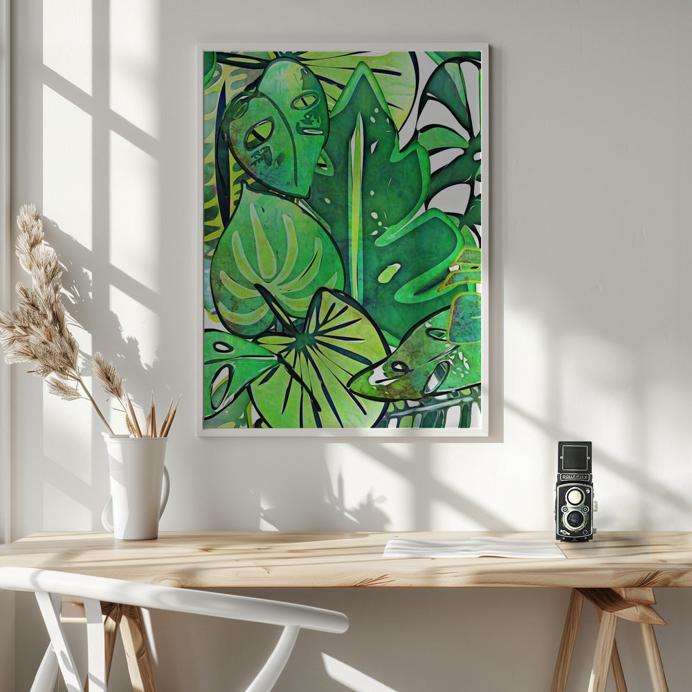 Lush Bohemian Tropical Leaves Poster