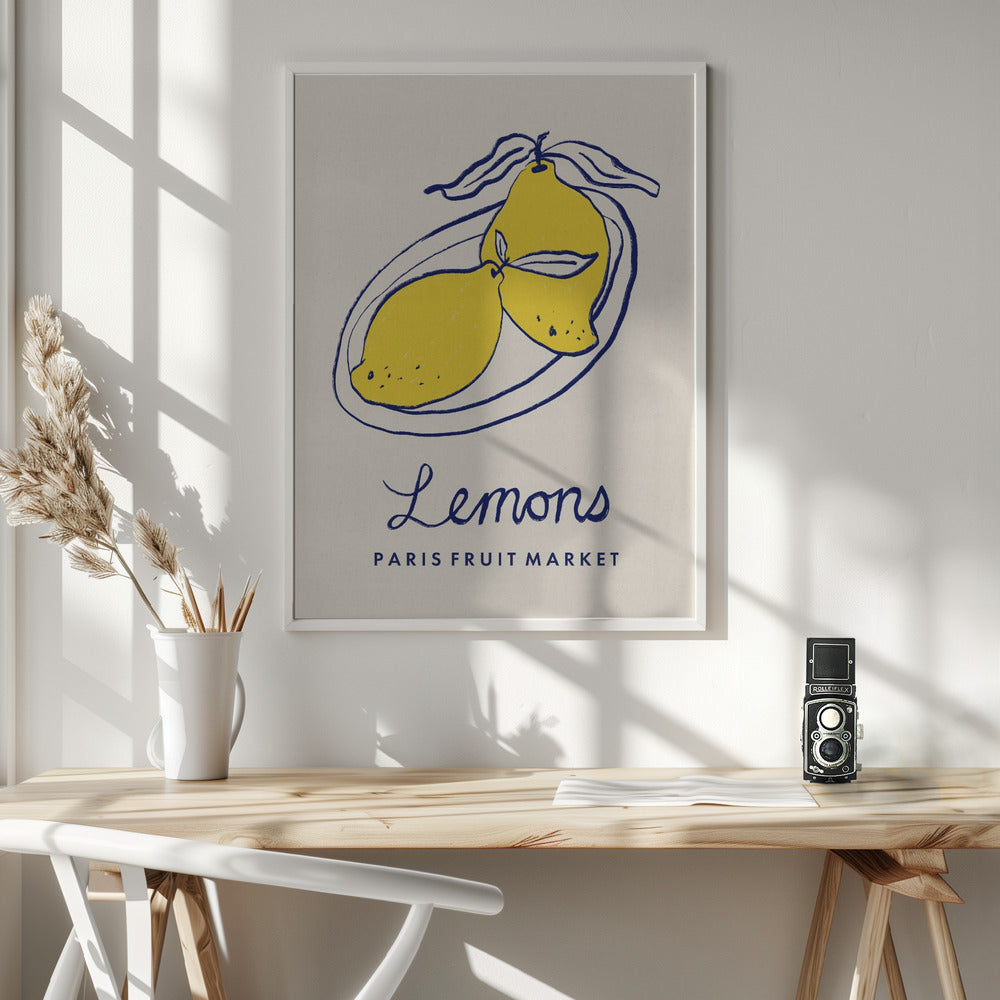 Food Art - Lemons Paris Fruit Market Poster