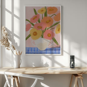 Summer Flowers In a Vase Illustration Poster