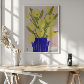 Yellow Tulips In a Vase Poster