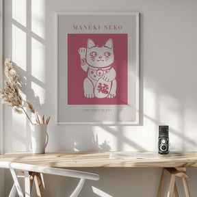 Maneki-neko Cat Pink Poster