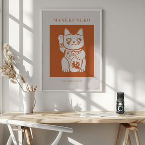 Maneki-neko Cat Orange Poster