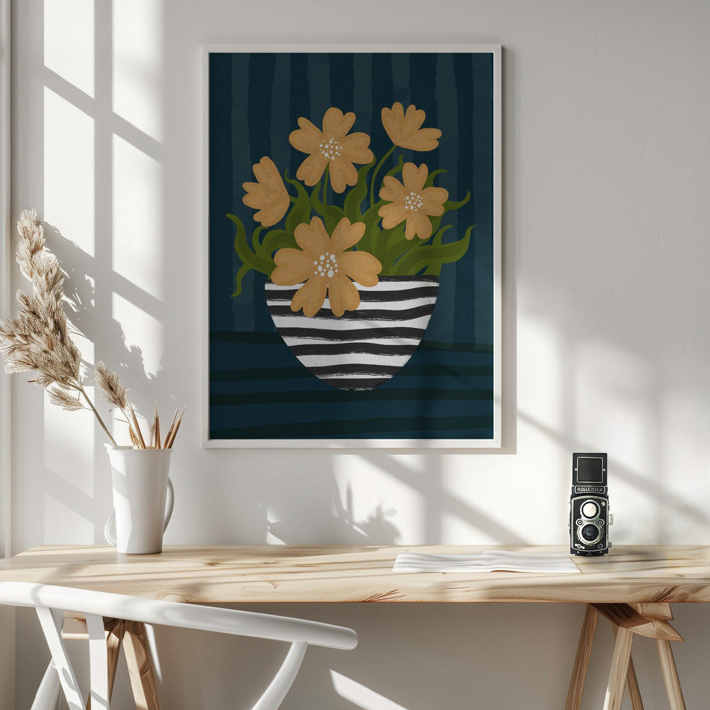 Striped Vase Poster