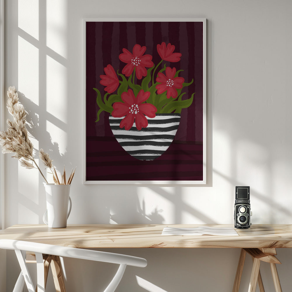 Striped Vase Poster