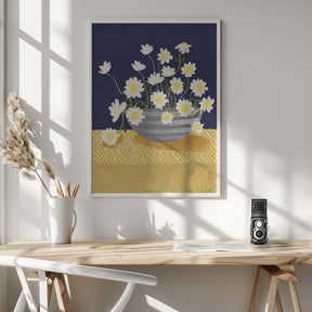 Daisy Bowl In Bloom Illustration Art Poster