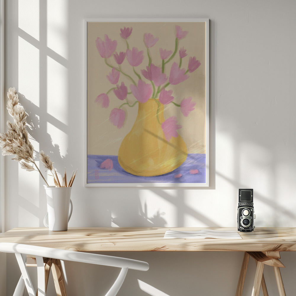 Simple Spring Blossoms In a Vase Illustration Art Poster