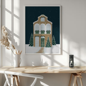 Starry gingerbread home Poster