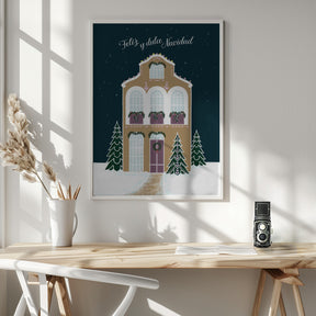 Starry gingerbread home - Feliz y dulce Navidad - Mauve Poster