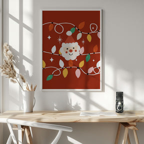 Holiday Christmas Santa Workshop Minimal Retro Red Poster