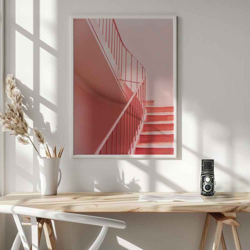 Pink Steps Cannes | Architectural Minimalism Poster