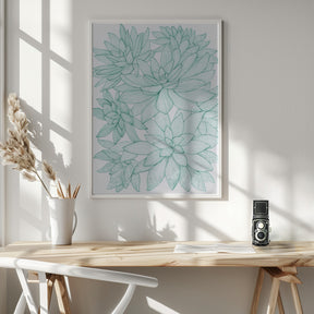 Turquoise Succulents Poster