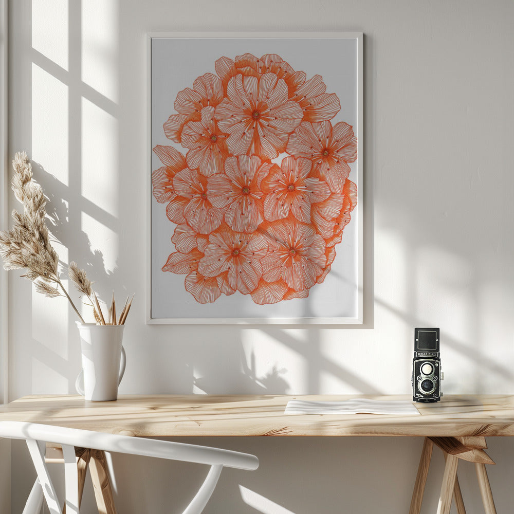 Big Orange Flowers Poster