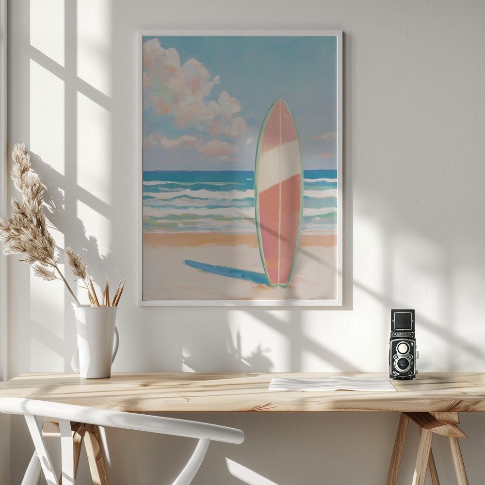 Sea Beach Surfboard Poster