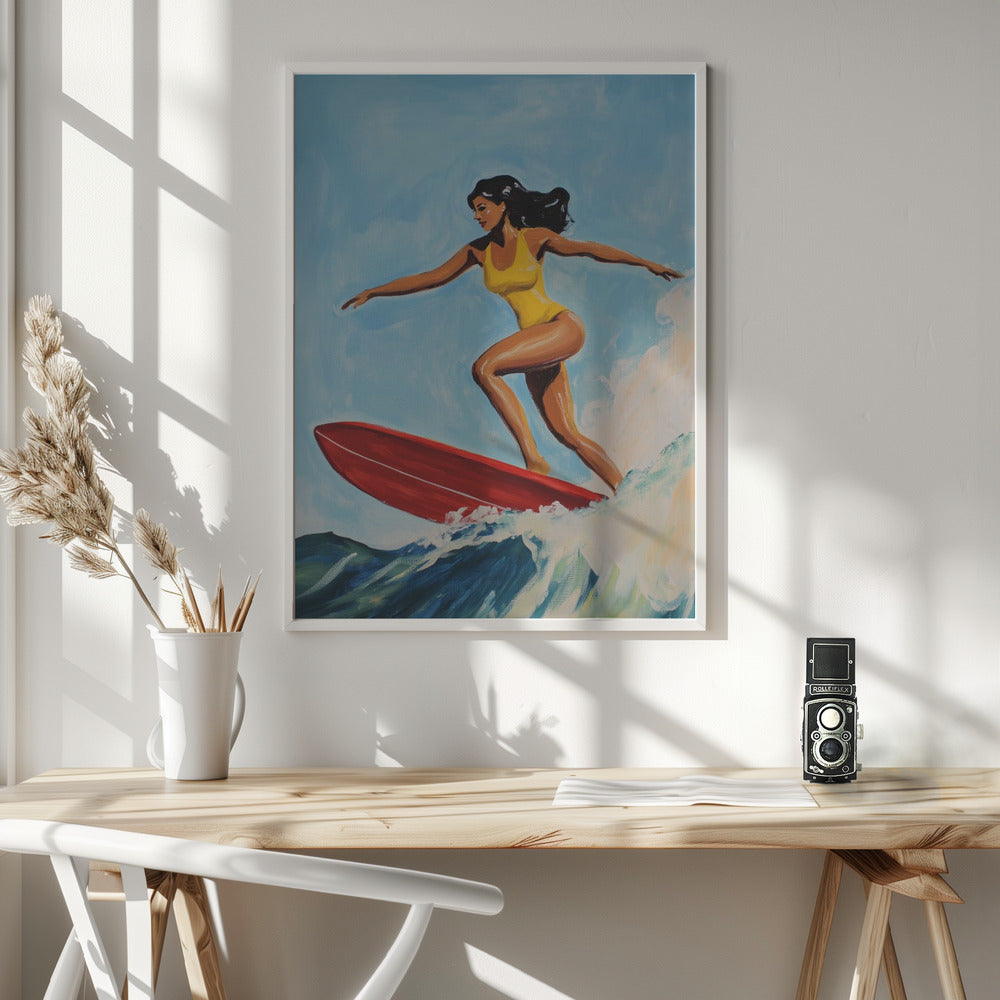 Surfing Girl Poster